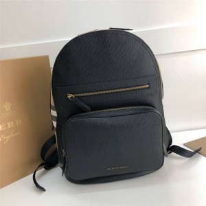 Burberry巴宝莉官方旗舰店包包博柏利双肩包新款真皮拼接帆布格子背包