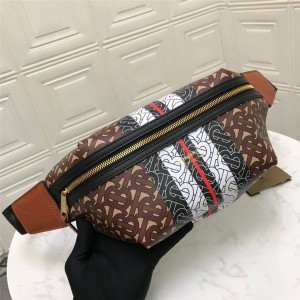 burberry官方旗舰店巴宝莉博柏利中号TB专属标识条纹腰包胸包80214831