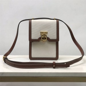 burberry中文官网巴宝莉博柏利Robin棉质帆布拼皮革洛宾包手机包80316491