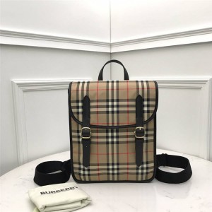 Burberry官网巴宝莉正品包包方正版型学院风格纹双肩包80571271