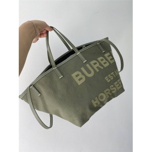 Burberry巴宝莉官网Beach Tote迷你Horseferry印花棉麻混纺帆布沙滩托特包80418011