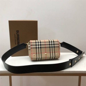 burberry官网价格巴宝莉正品小号 Vintage 格纹拼皮革斜背包80264541