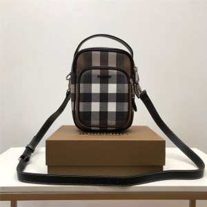 Burberry巴宝莉中文官网正品格纹环保帆布斜挎包80430881