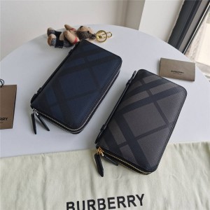 Burberry巴宝莉中国官网正品London格纹双层拉链男士手拿包