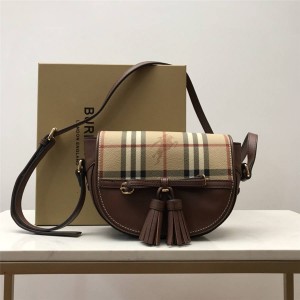 Burberry巴宝莉官网正品博柏利产地中古vintage战马格子流苏马鞍包80111156