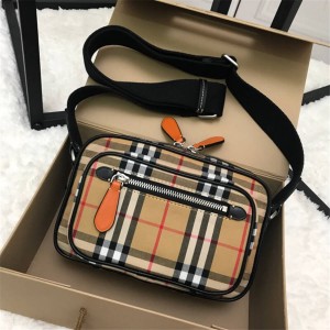 Burberry/巴宝莉中文官方网男包新款Vintage复古格纹斜背包相机包40743481-博柏利