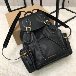 Burberry/巴宝莉代购男士双肩包大号缉明线皮革军旅背包40648591-博柏利