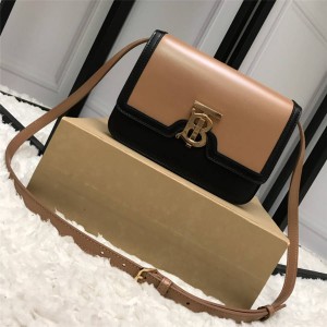 Burberry/巴宝莉女包新款拼色TB标识双色皮革锁扣包80111981/80111991