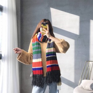 Burberry/巴宝莉香港官网女士新款彩虹色拼接羊绒围巾40800371