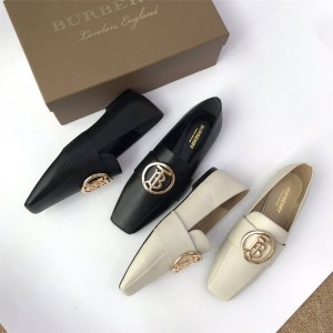 Burberry/博柏利巴宝莉官网女鞋真皮TB LOGO圆扣乐福鞋80246831